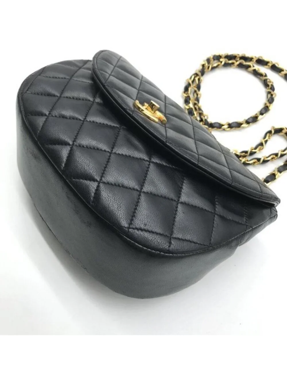 Chanel Chain Shoulder Bag Quilted CC Logo Flap Vintage Black